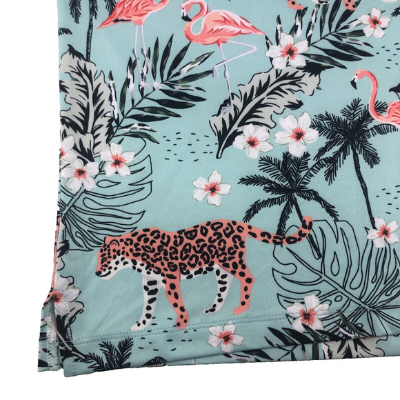 Greenside Golf Men's Polo Shirt African Oasis Medium Cheetah Flamingo Tropical - Picture 5 of 16